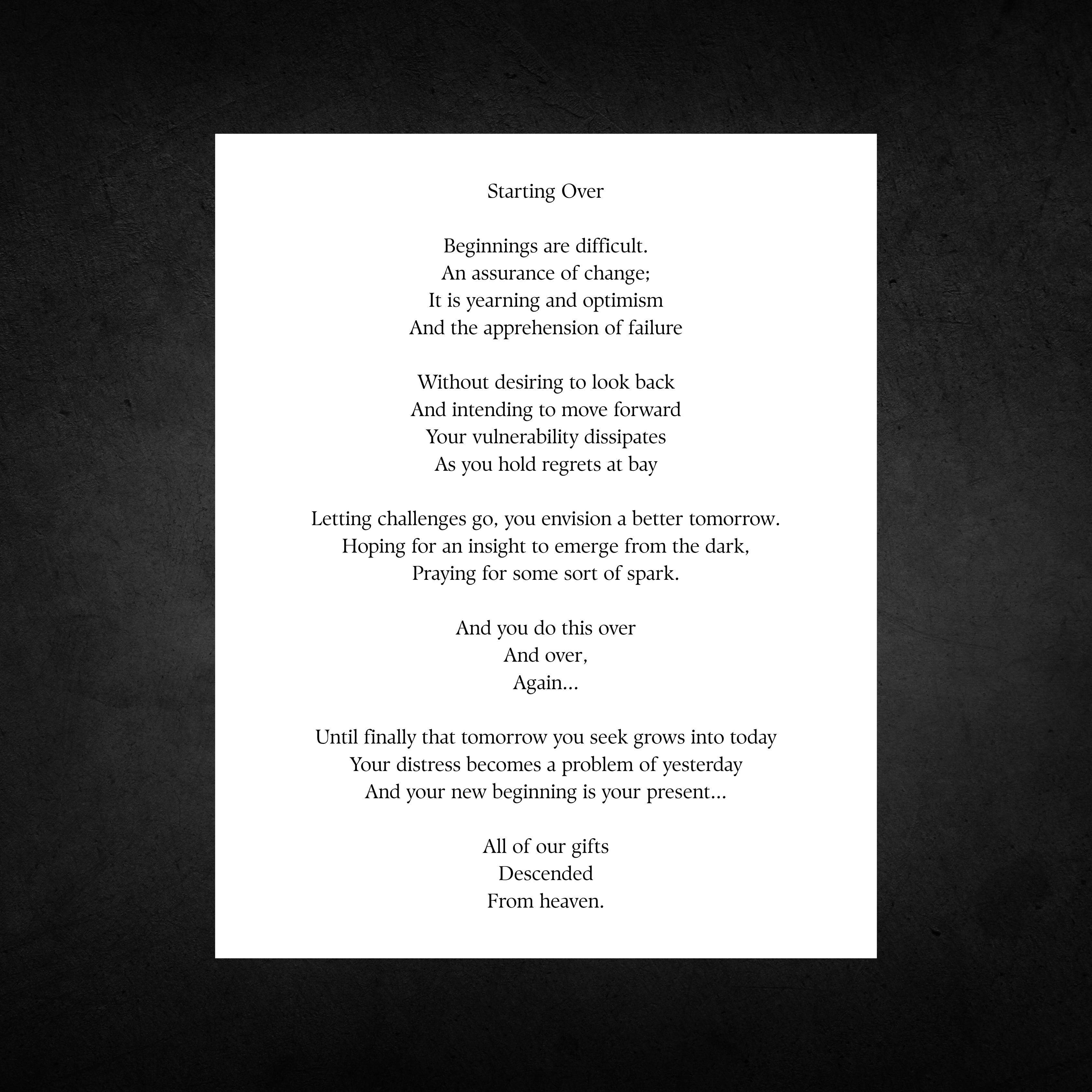 Starting Over
